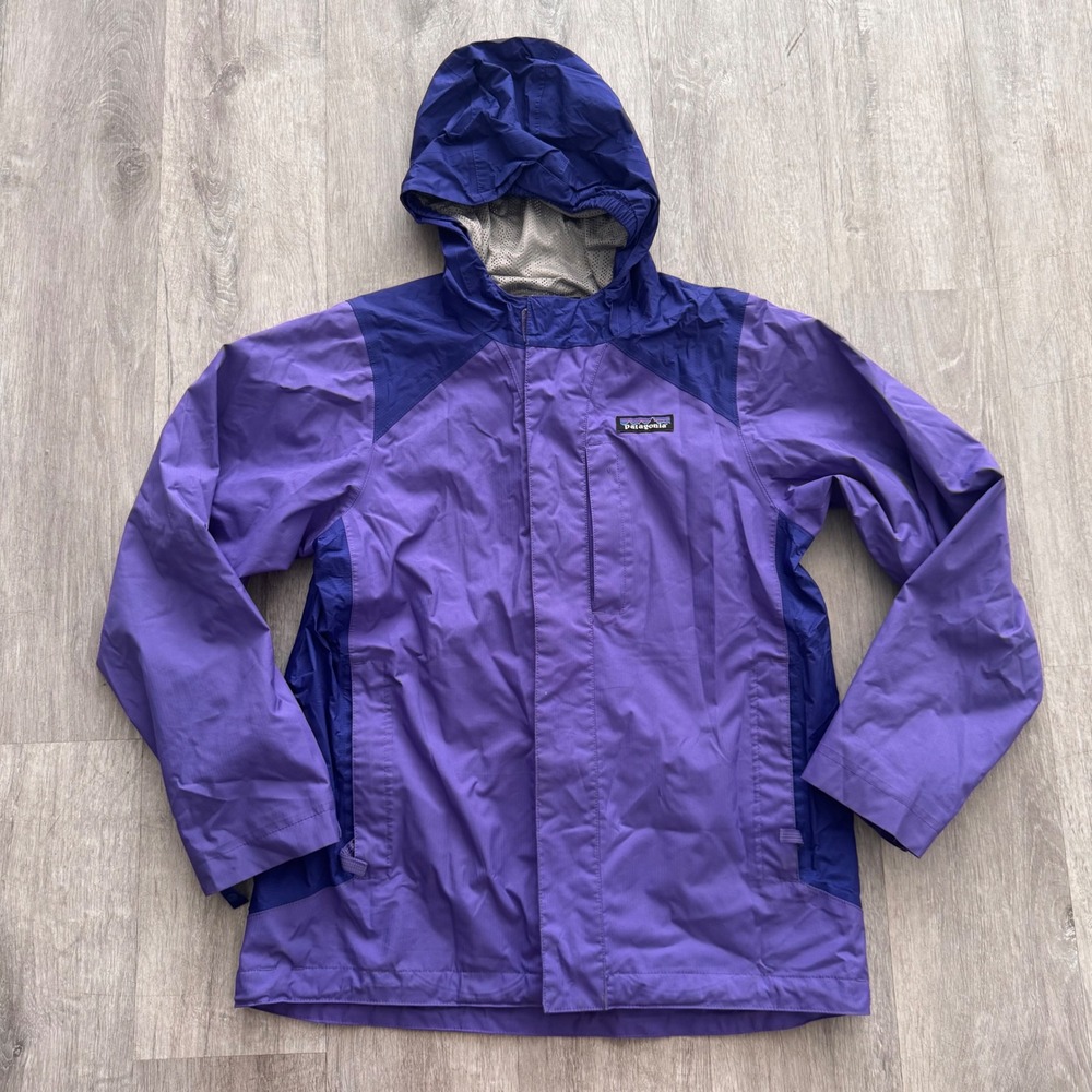 Patagonia Girls Lg 12 Torrentshell Rain Jacket Purple Waterproof Hooded Shell